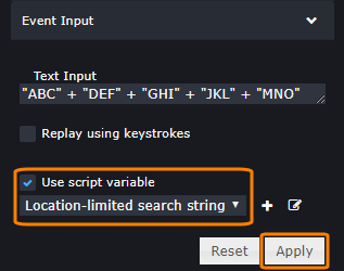 Applying the script variable