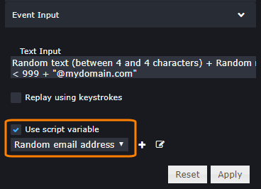 Applying the script variable