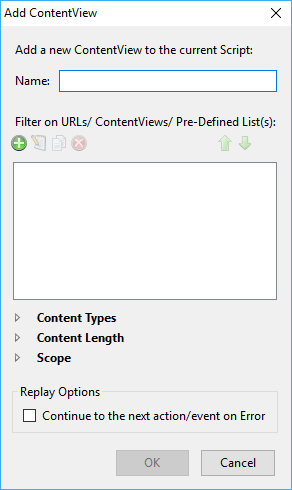 Add Content View dialog