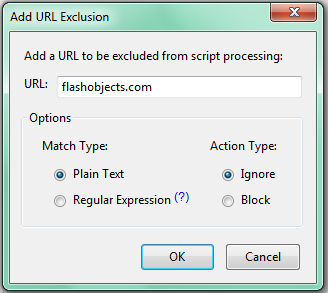 Add URL Exclusion