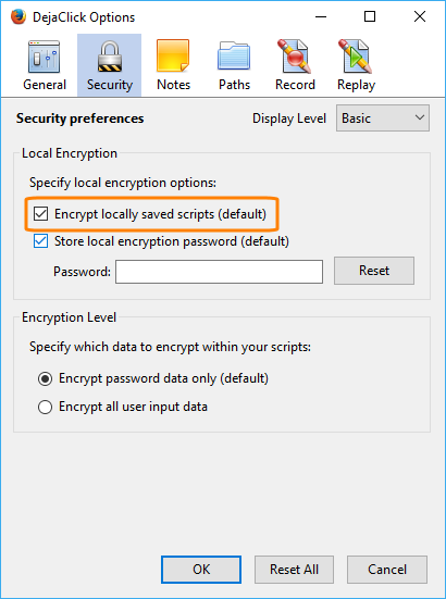 Encrypt locally saved scripts
