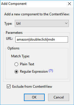 Add Component: regular expression