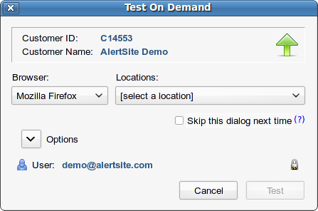 Test On Demand dialog