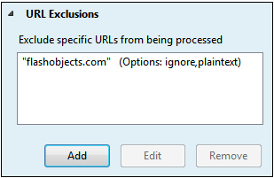URL Exclusion listed