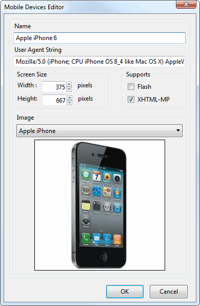 iPhone 6 properties: user agent, browser screen size