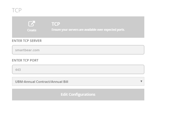 TCP monitor settings