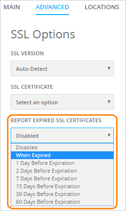 The Report Expired SSL Certificates option