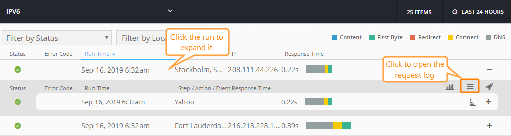 Viewing Run results in Monitor Run