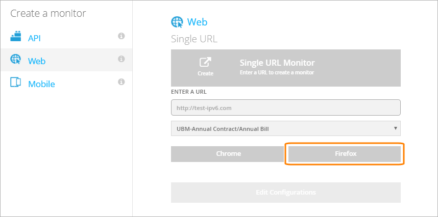 Selecting playback browser for a single URL monitor