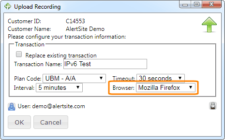 Selecting playback browser during script upload