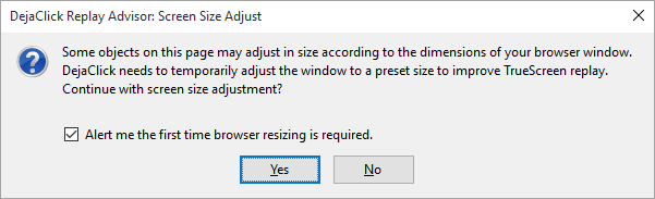 The Screen Size Adjust dialog