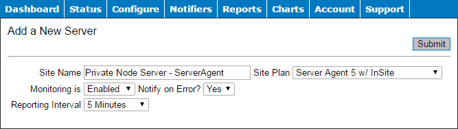 ServerAgent name and parameters