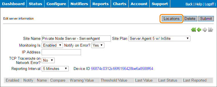 View or change ServerAgent reporting location