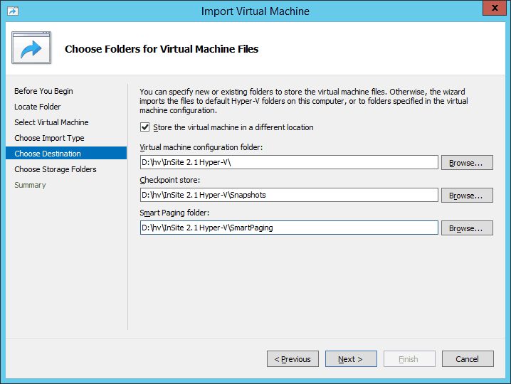 Choose Folders for Virtual Machine Files