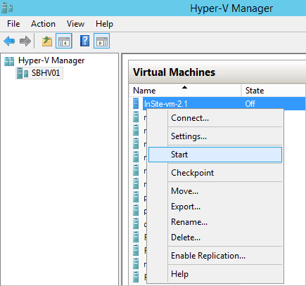 Start VM in Hyper-V