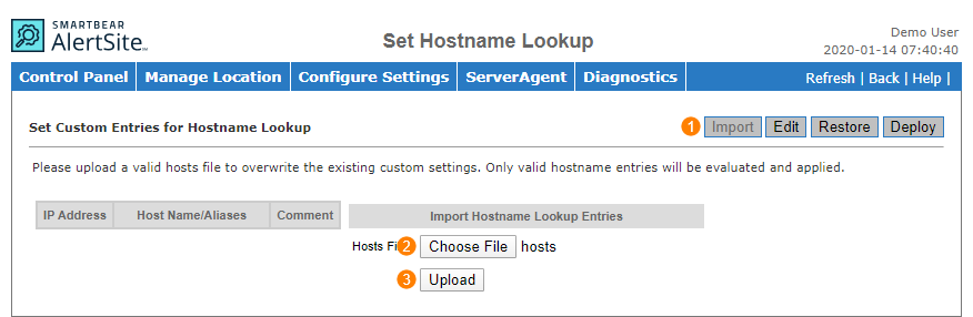 Importing the hosts file