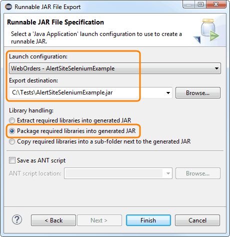 Package required libraries into generated JAR