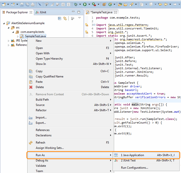 Run as Java application