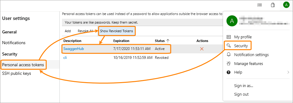 Personal access tokens