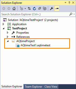AQTime integration with Visual Studio: Add an AQTime Test item to your Visual Studio test project