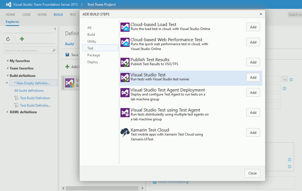 AQTime integration with Visual Studio: Adding a test step that will run AQTime Test items