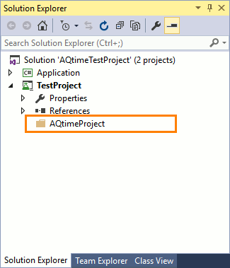 AQTime integration with Visual Studio: Create a folder to store AQTime Test items