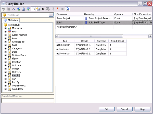 AQTime integration with Visual Studio: Query Builder Window