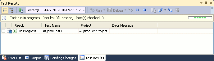 AQTime integration with Visual Studio: Running AQTime Test