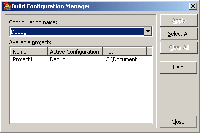 Build Configuration Manager Dialog