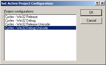 Set Active Project Configuration Dialog