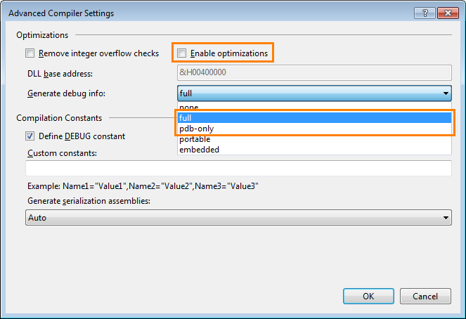 Compiler Settings For Microsoft Visual Basic 05 17 Aqtime Documentation