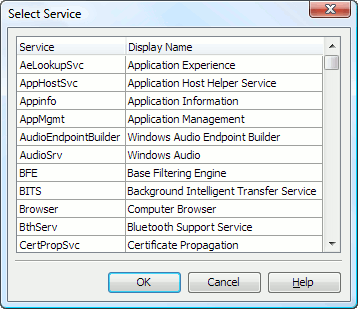 Select Service Dialog