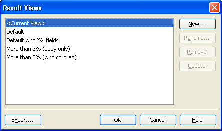 Result Views Dialog