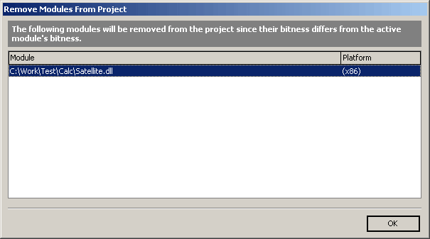 The Remove Modules From Project Dialog