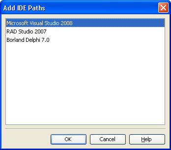 Add IDE Paths dialog