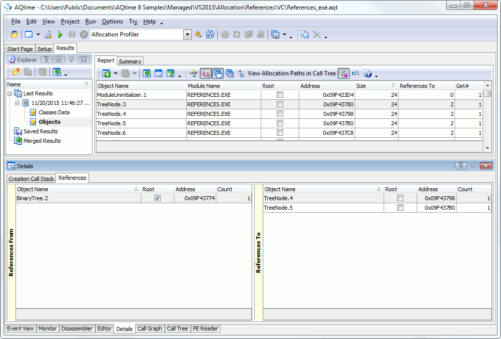 Sample Output of the Allocation Profiler