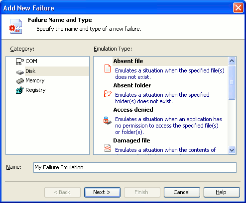 Add New Failure Emulation Wizard