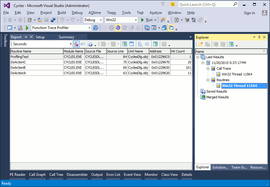 Sample Output of the Function Trace Profiler
