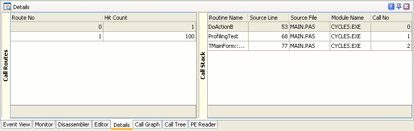 The Details Panel for the Function Trace Profiler