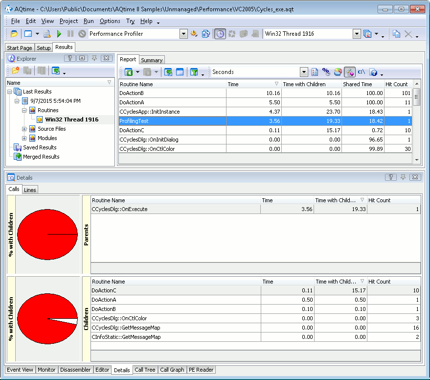 Sample Output of the Performance Profiler