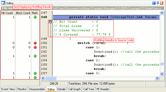 Code Editor in AQTime