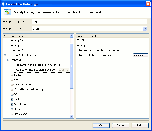 The Create Data Page dialog.