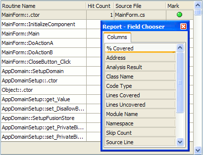 Field Chooser dialog