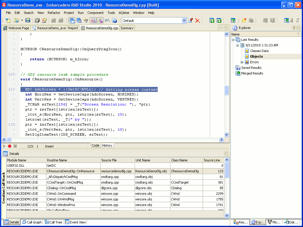 Source code in the Editor panel
