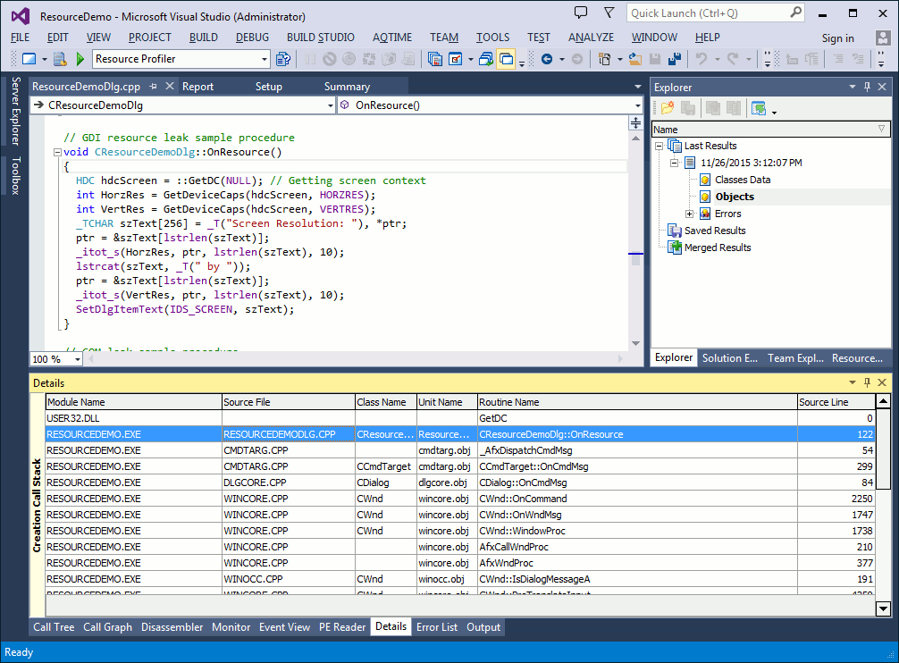 Source code in the Code Editor panel