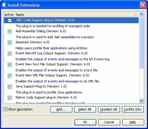 Extensions Dialog