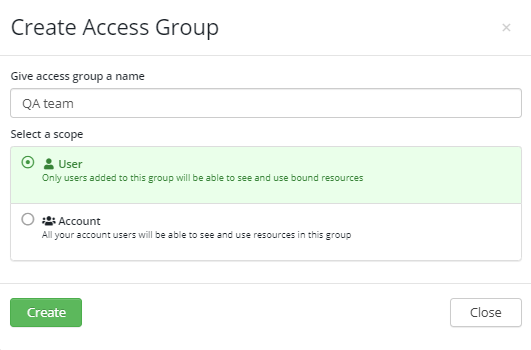 Creating an access group
