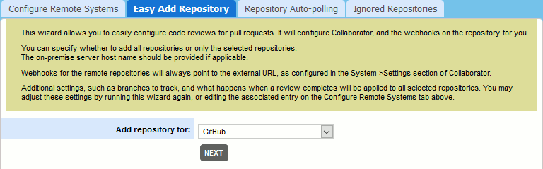 The Easy Add Repository tab
