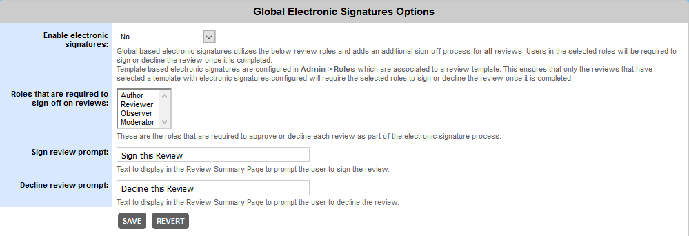 The Electronic Signatures tab
