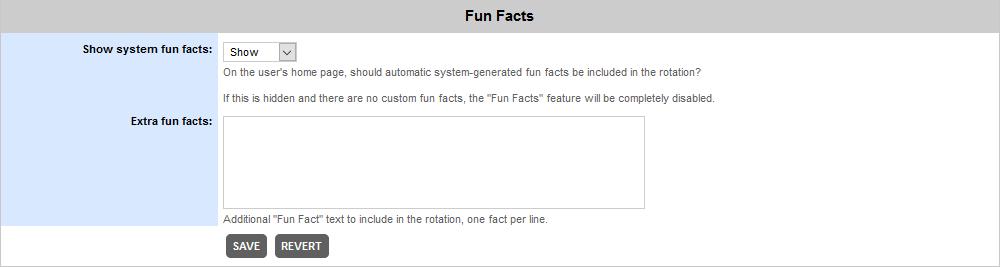 The Fun Facts section in Settings